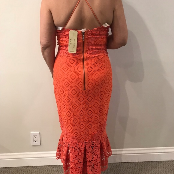 Orange lace cocktail dress NWT - Picture 3 of 5